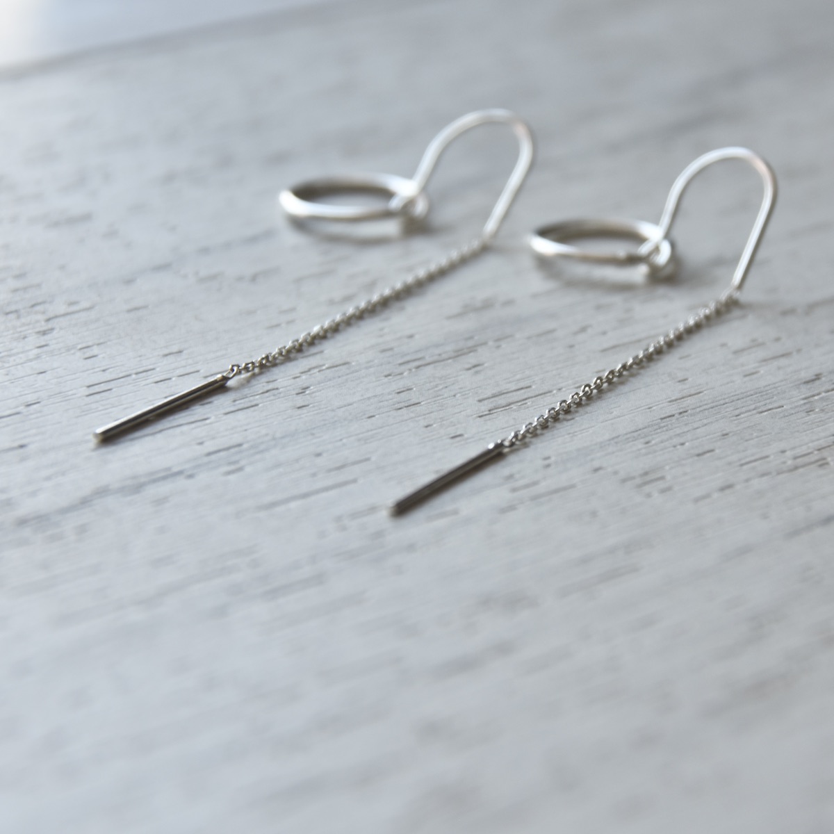 Hoop Chain Long Drop Style Earrings Sterling Silver 925 Ear Wire Thread Tiny Chain Pair Earrings Women Girl Present Gift Jewelry - Image 2