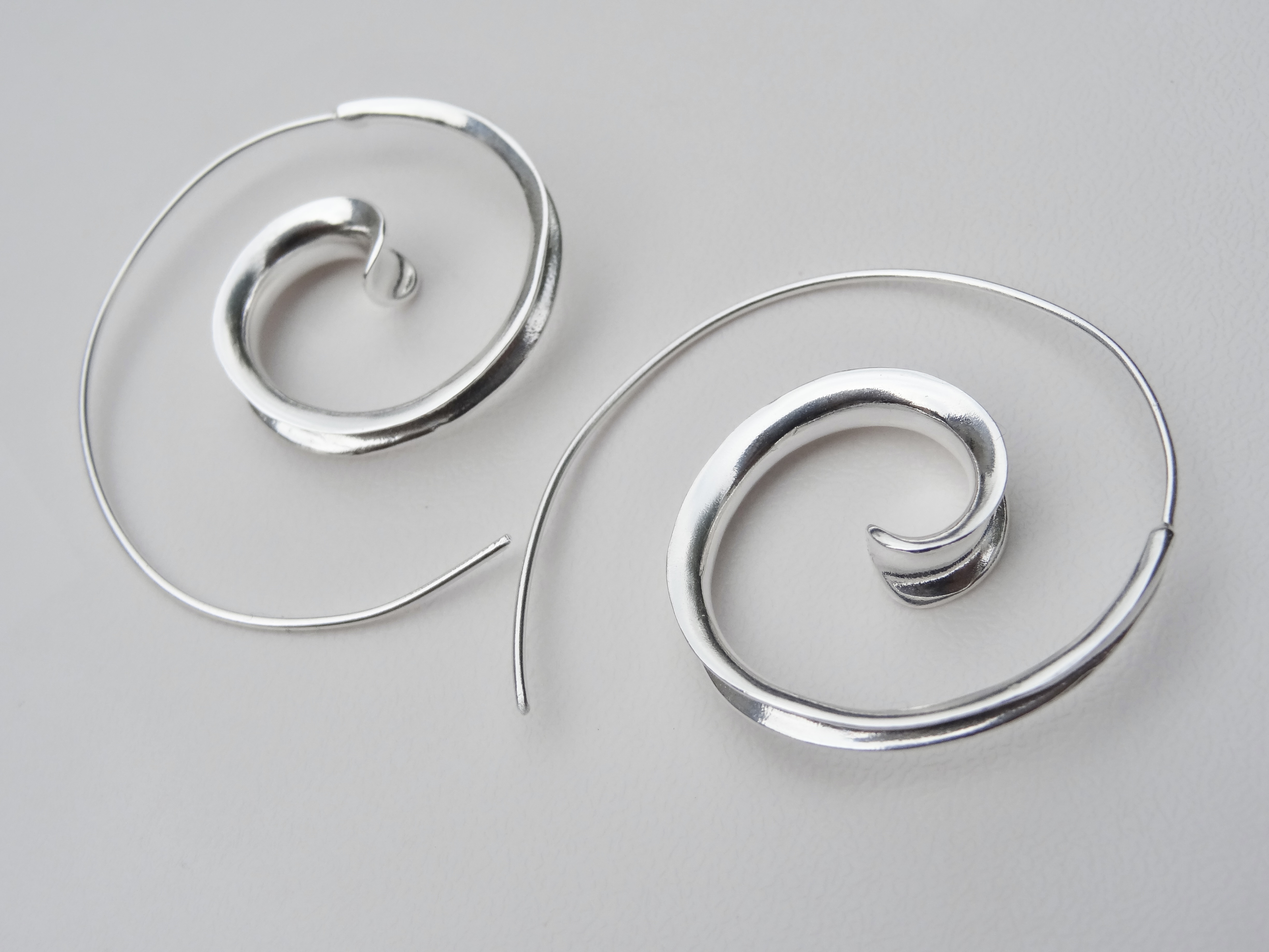 Hoop Spiral Swirl Earrings Sterling Silver 925 Ear Wire Thread Pair Earrings Women Girl Present Gift Jewelry - Image 2