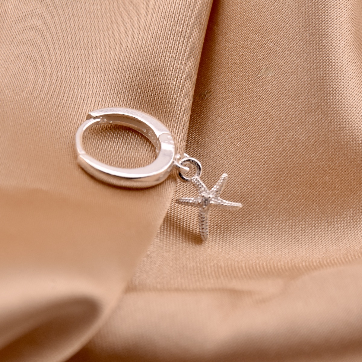 Starfish Dangle Drop Mini Huggie Hoop Earrings Sterling Silver .925 Ocean Seaside Statement Beach Glam Gemstone Jewelry Gift Present - Image 3