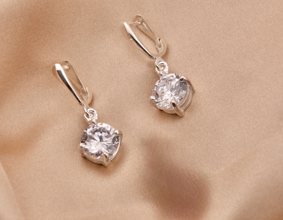 Cubic Zirconia Sterling Silver 925 CZ Earrings Crystal Dangle Drop Gemstone Women Girl Wedding Bridal Bridesmaid Gift - Image 2