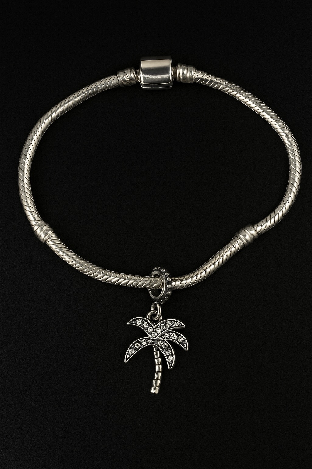 Sterling Silver 925 Palm Tree Bracelet Charm CZ Dangle Style Bead Summer Tropical Holiday Jewellery Accessory - Image 2