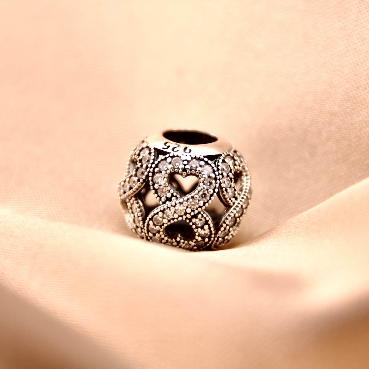 Sterling Silver 925 Infinity Bracelet Charm Sparkling CZ Gemstone Bead - Image 2