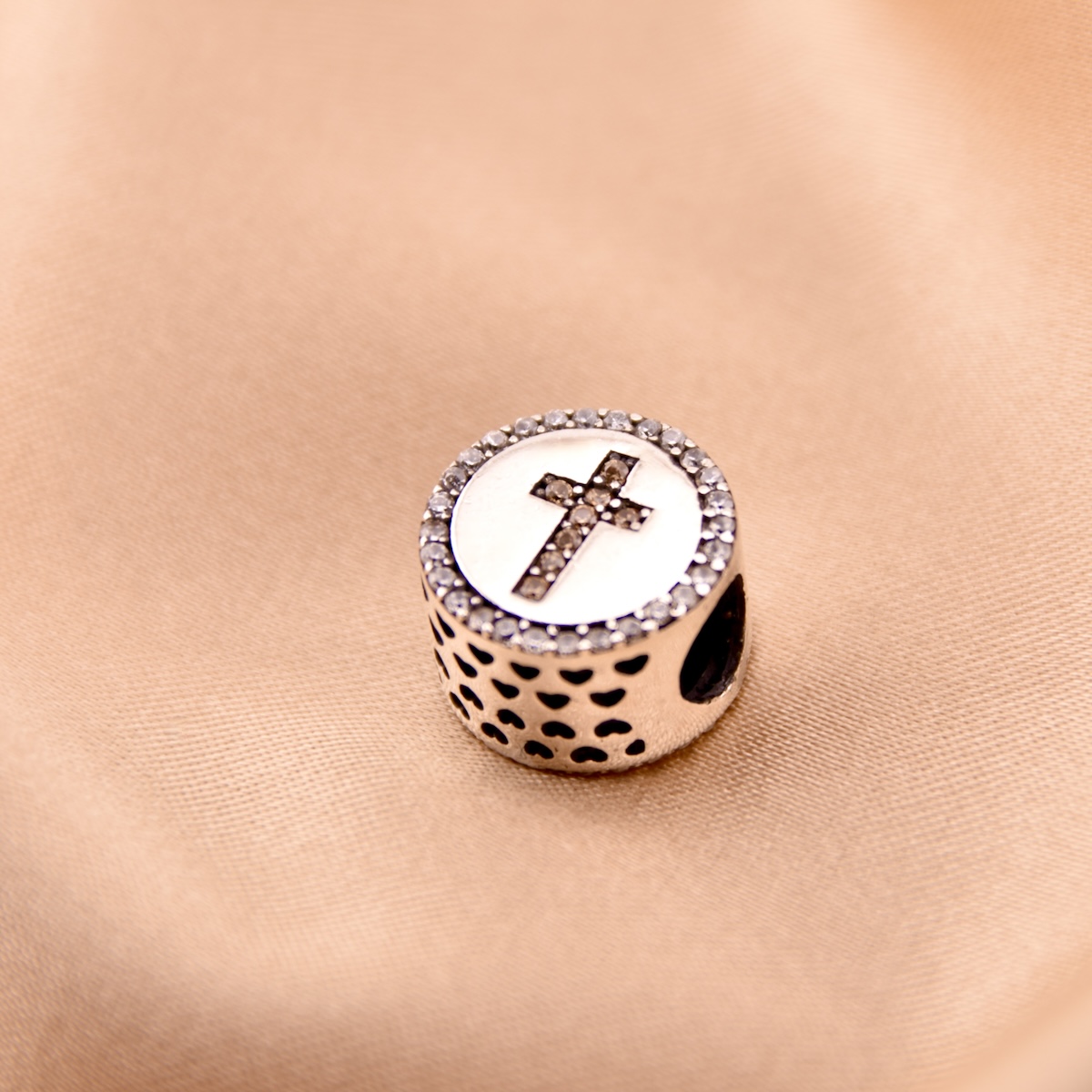 Sterling Silver 925 Cross Bracelet Bead Charm “Faith & Light” - Silver Image 2