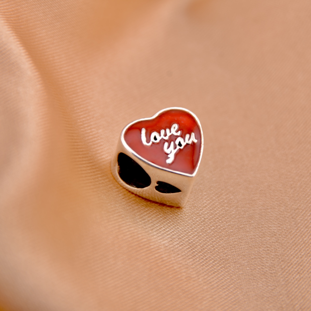 Sterling Silver 925 "Love You" Heart Bracelet Charm Bead Jewellery Red Enamel Romantic Valentine Birthday Gift Design - Image 2