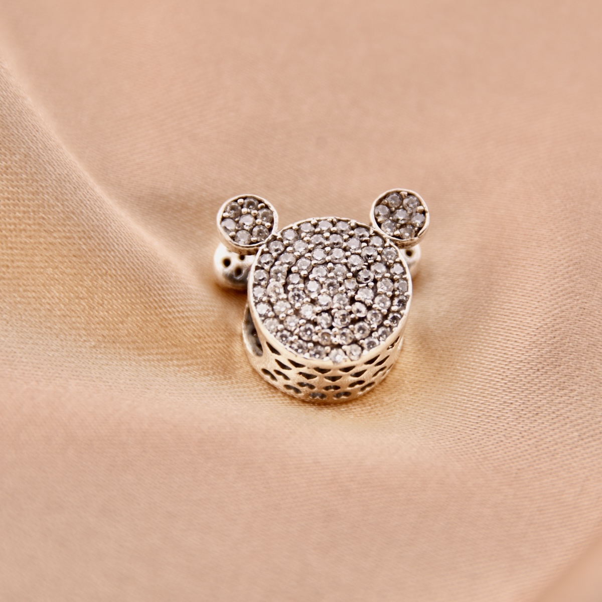 Sterling Silver 925 Mickey Mouse Sparkling Bracelet Charm Crystal Gemstones Jewellery Bead - Image 2