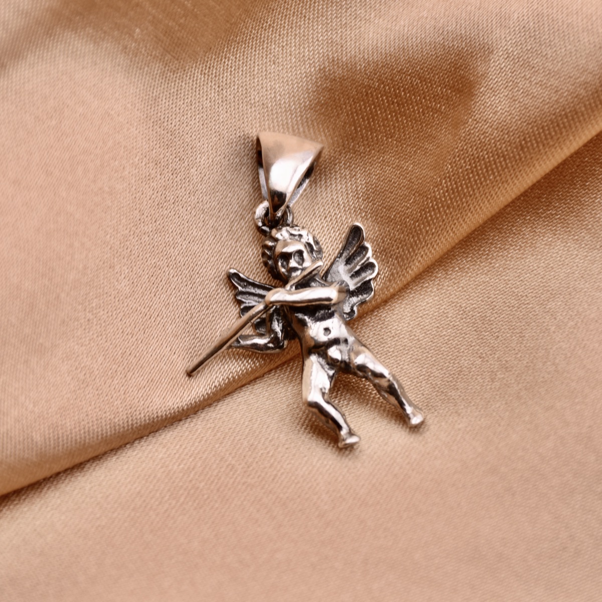 Guardian Angel Pendant Sterling Silver .925 Flute Cherub Wings Protection Talisman Medallion Amulet Unisex Gift Jewellery - Image 2