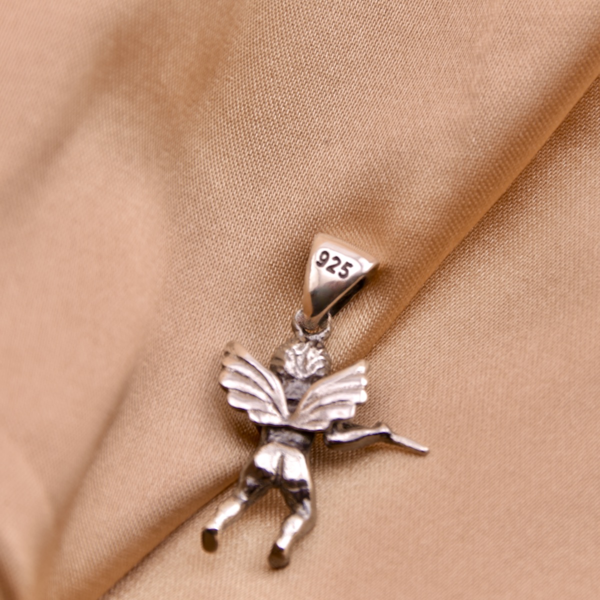Guardian Angel Pendant Sterling Silver .925 Flute Cherub Wings Protection Talisman Medallion Amulet Unisex Gift Jewellery - Image 4