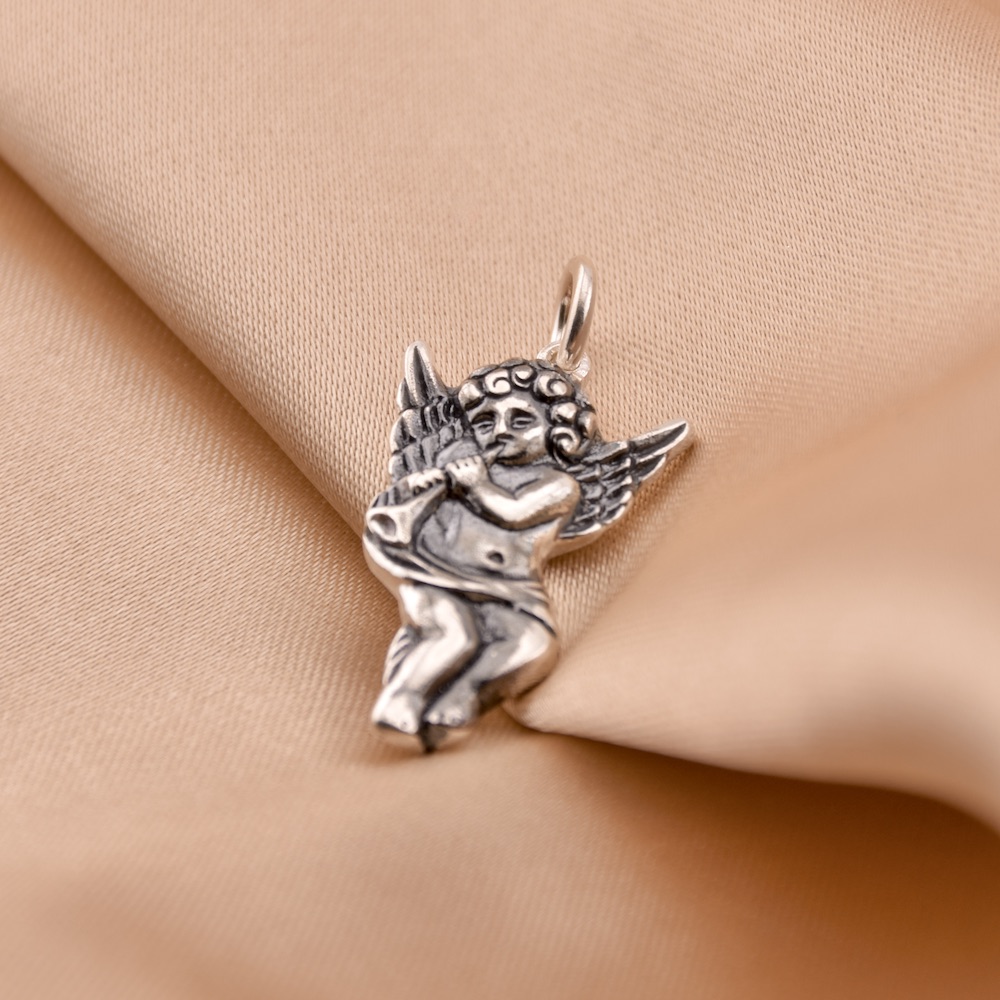 Religious Guardian Angel Pendant Sterling Silver 925 Necklace Oxidised Chain Jewellery - Image 2