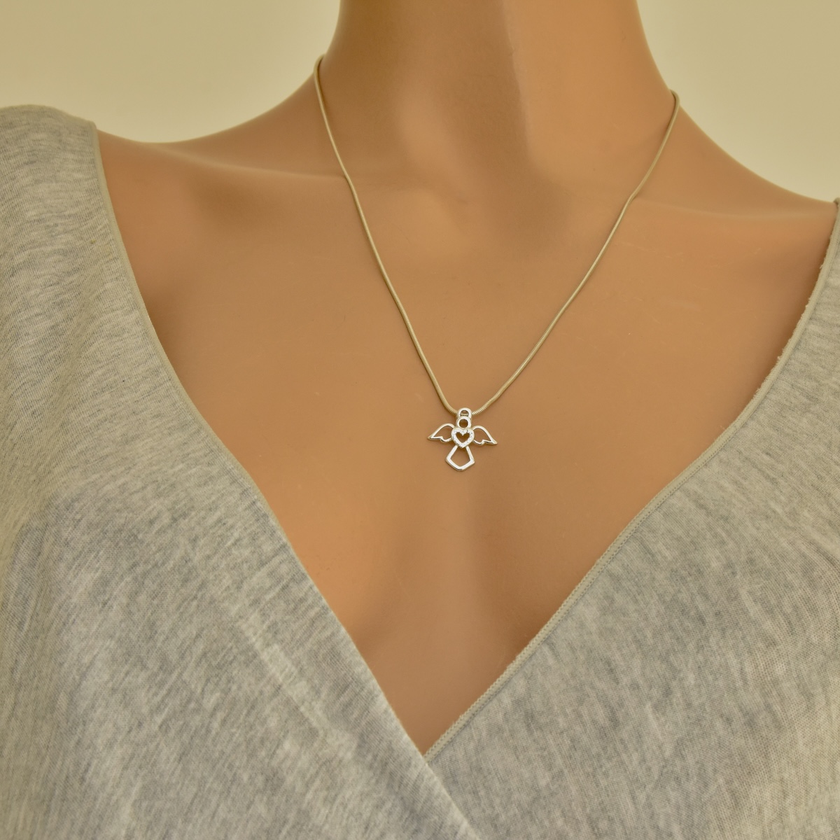 Guardian Angel Pendant Sterling Silver .925 Handcrafted Love Heart Angel Wing Necklace Charm Protection Faith Spiritual Jewelry - Image 2