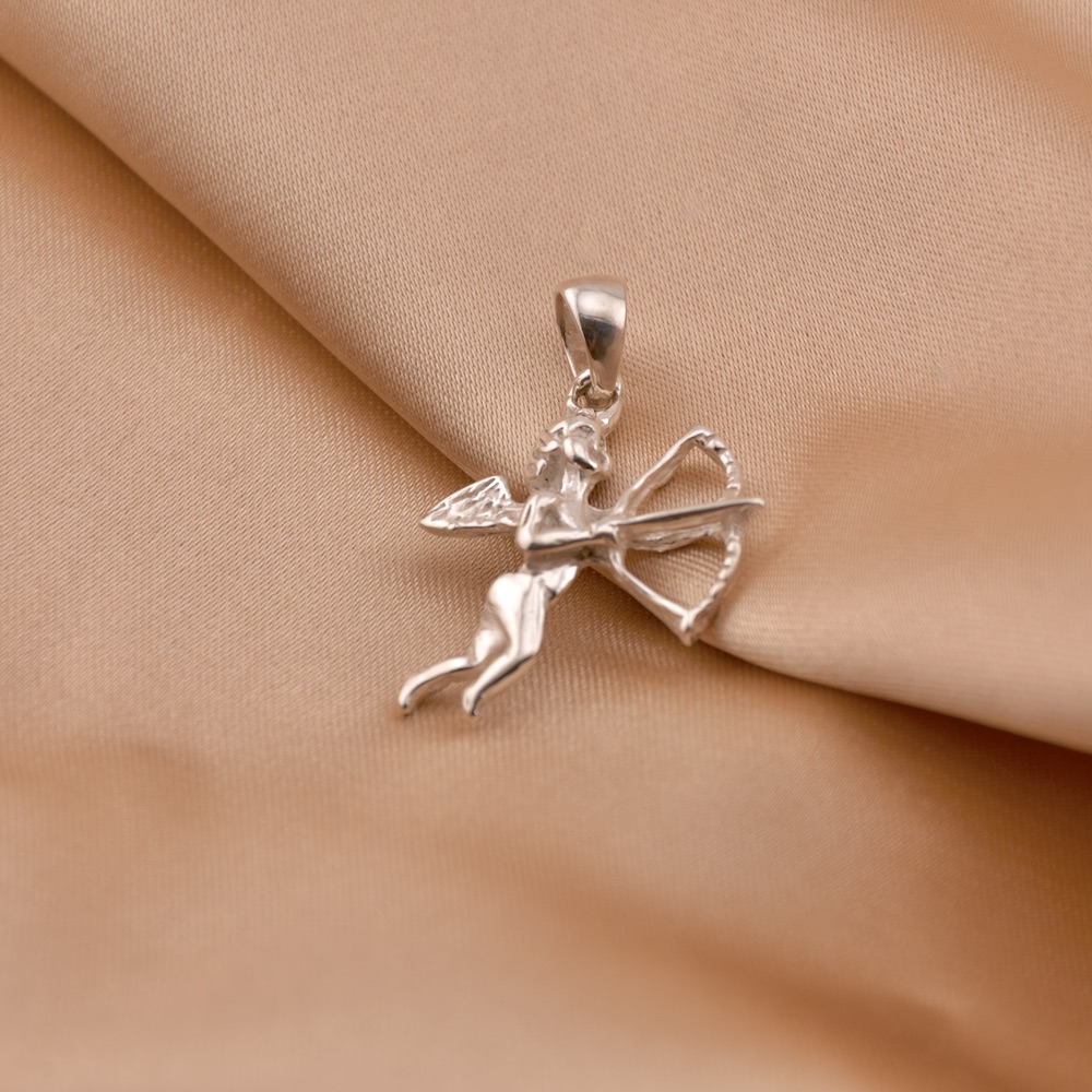 Guardian Angel Pendant Sterling Silver 925 Polished Necklace Jewellery "Cherub" - Image 2