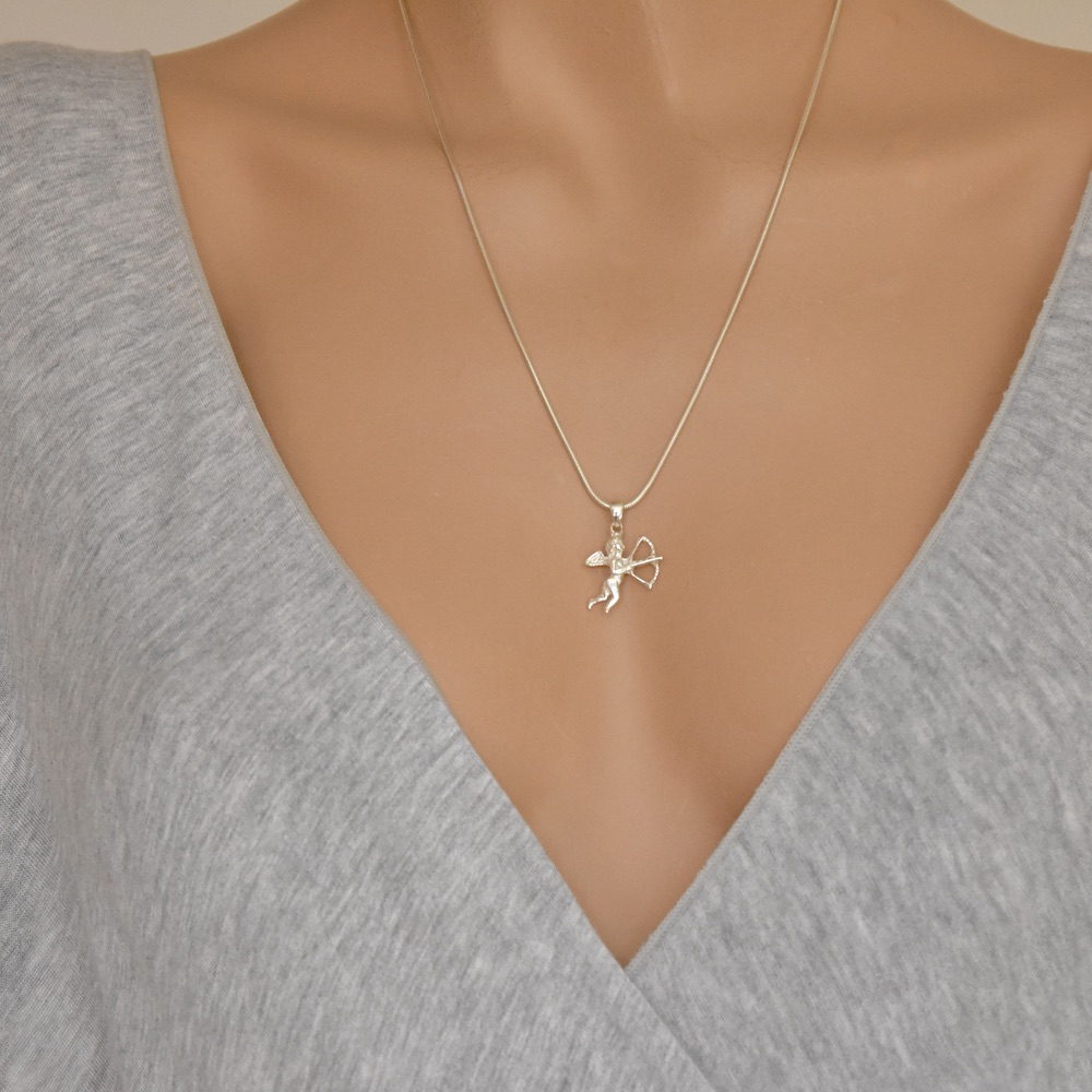 Guardian Angel Pendant Sterling Silver 925 Polished Necklace Jewellery "Cherub" - Image 3