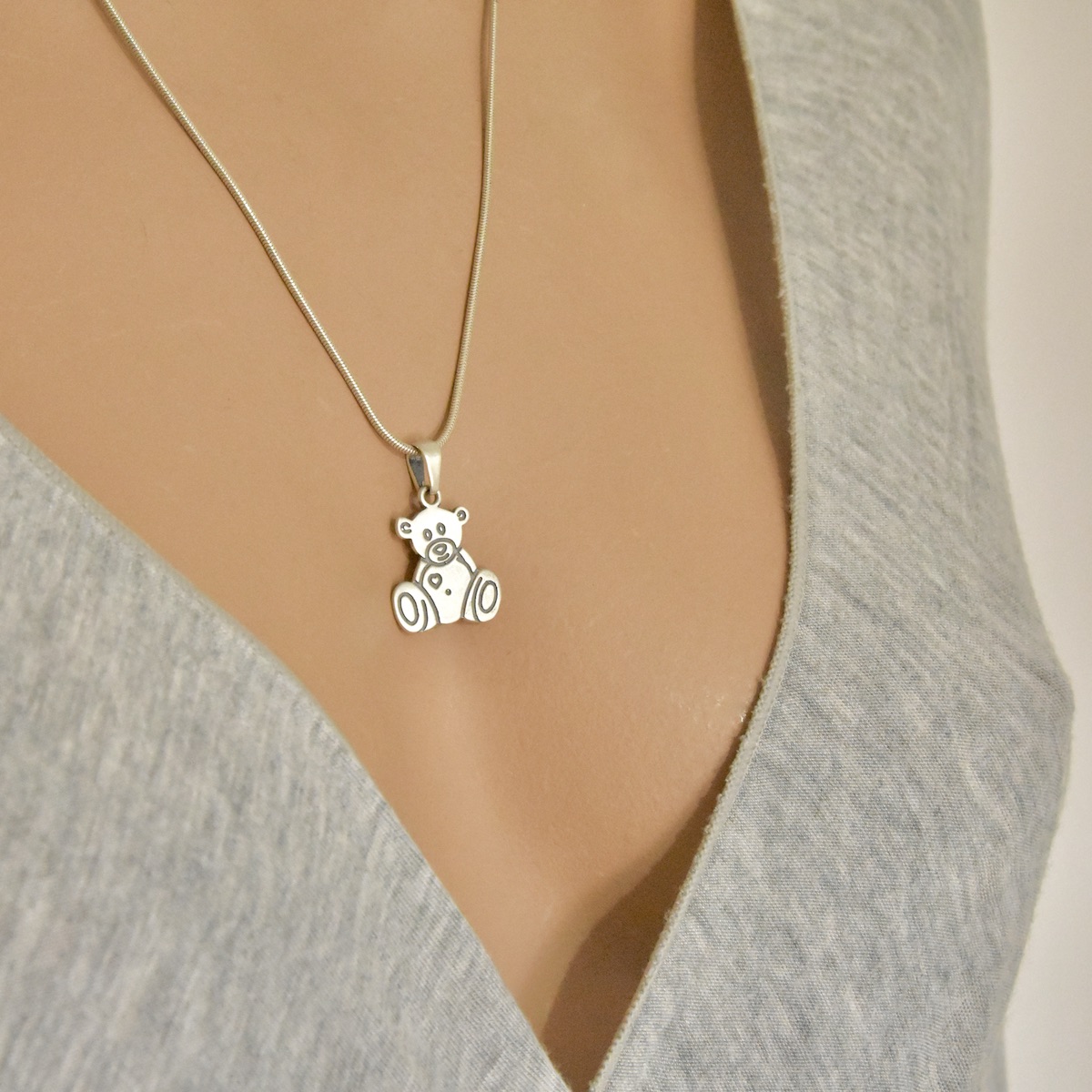 Teddy Bear Pendant Sterling Silver 925 Small Teddy Teddybear Oxidised Necklace Chain Charm Unisex Gift Present Jewellery - Image 3