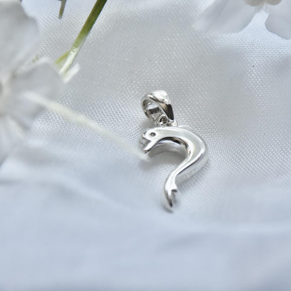 Dainty Ocean-Inspired Dolphin Pendant Sterling Silver 925 Necklace Charm - Image 2
