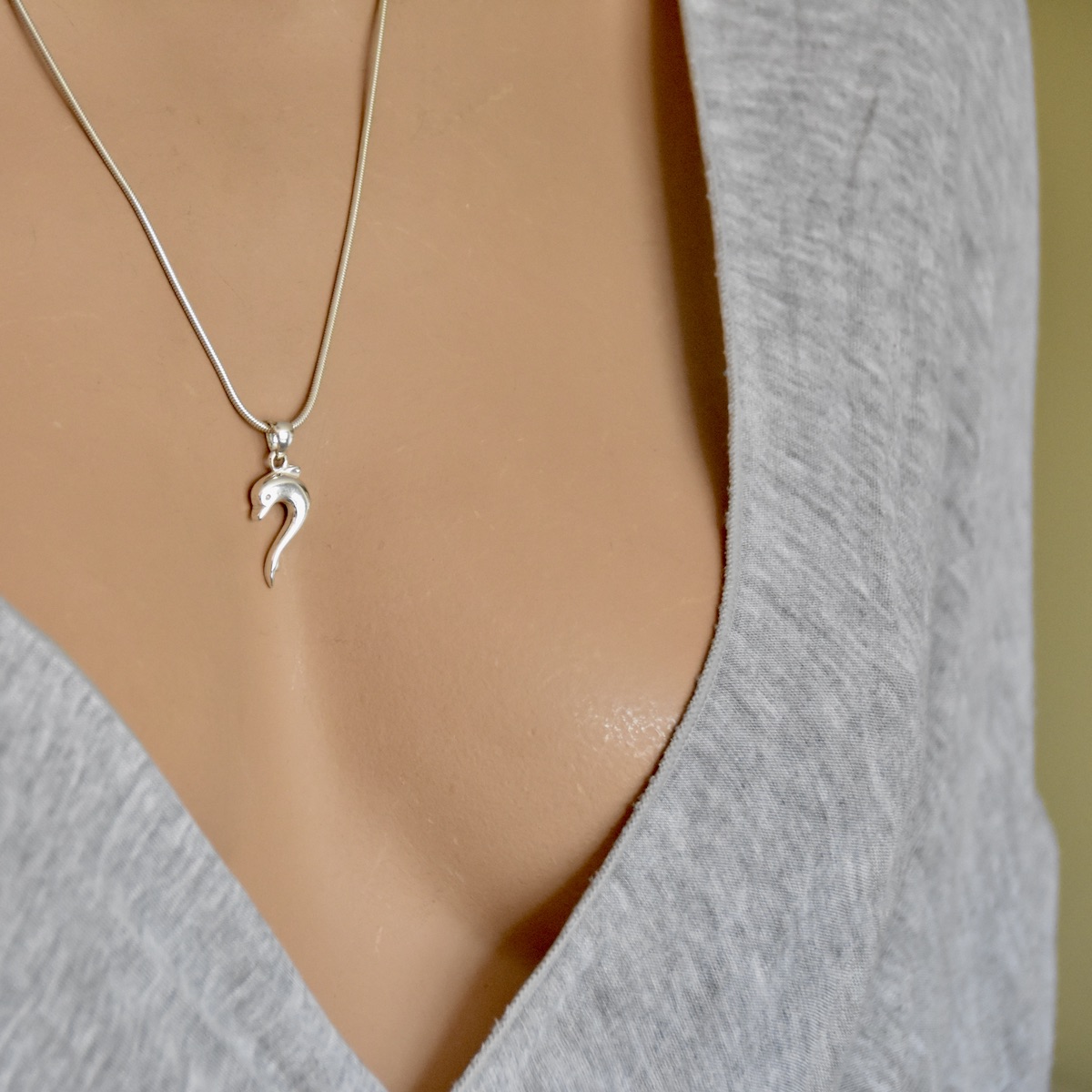 Dainty Ocean-Inspired Dolphin Pendant Sterling Silver 925 Necklace Charm - Image 4