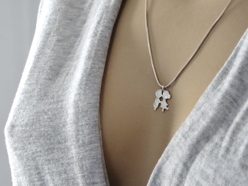 Kissing Boy Girl Pendant Sterling Silver 925 Small Necklace Charm Love Friendship Jewellery Saint Valentine Gift Idea - Image 2