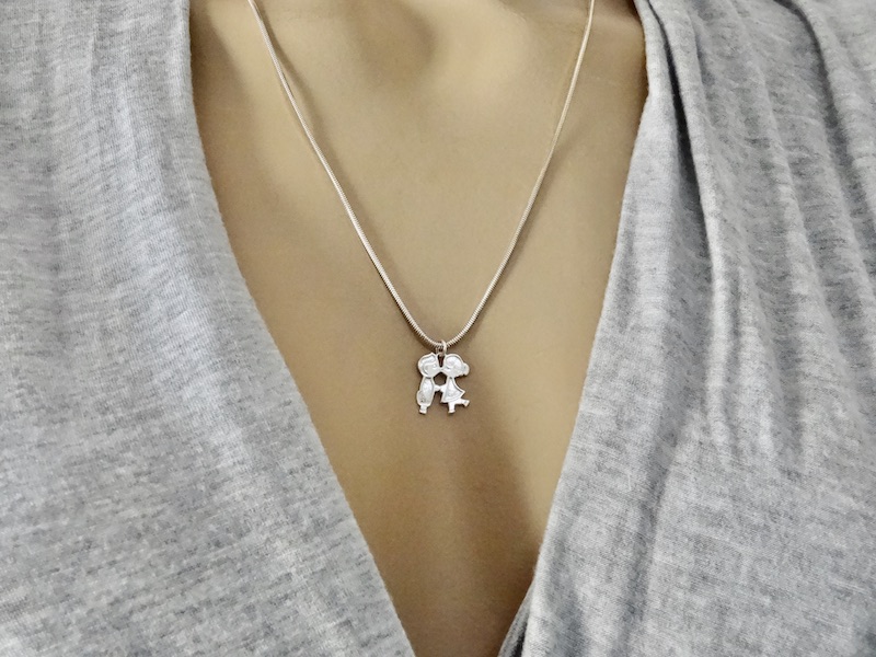 Kissing Boy Girl Pendant Sterling Silver 925 Small Necklace Charm Love Friendship Jewellery Saint Valentine Gift Idea - Image 3