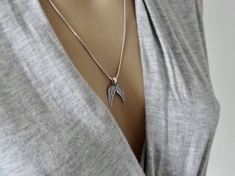 Angels Wings Pendant Sterling Silver 925 Twins Feathers Necklace Jewellery "Angelic" - Image 3