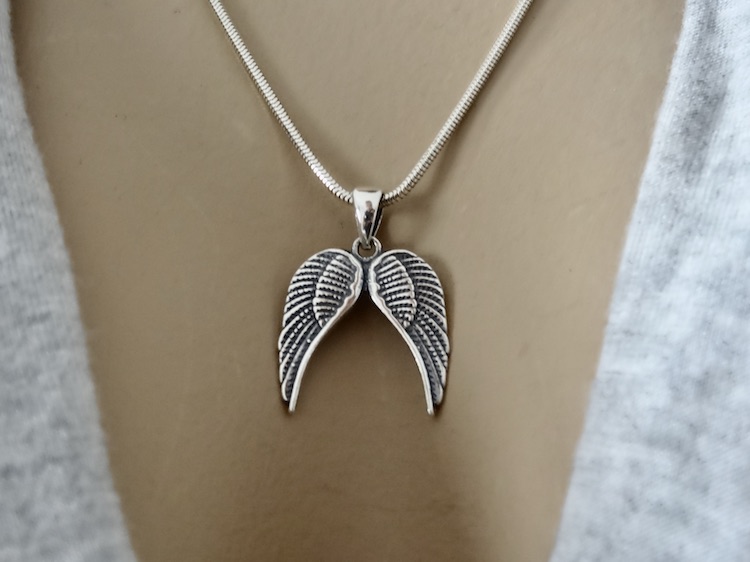 Angels Wings Pendant Sterling Silver 925 Twins Feathers Necklace Jewellery "Angelic" - Image 4