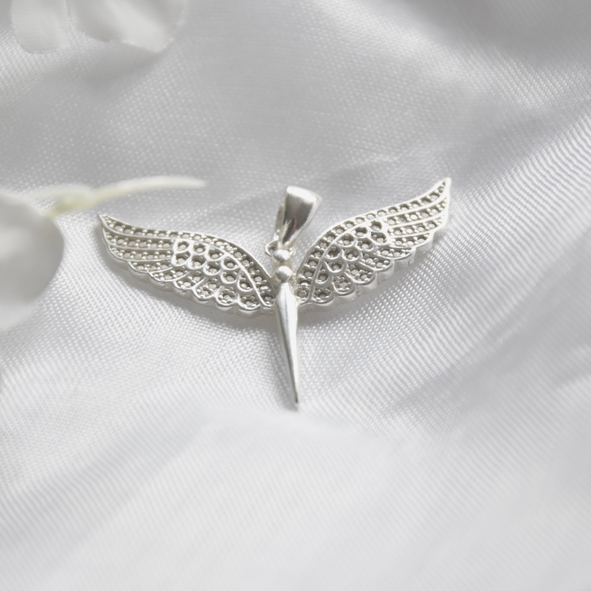 Angel Pendant Sterling Silver 925 Necklace Charm Minimalist Jewellery - Image 2