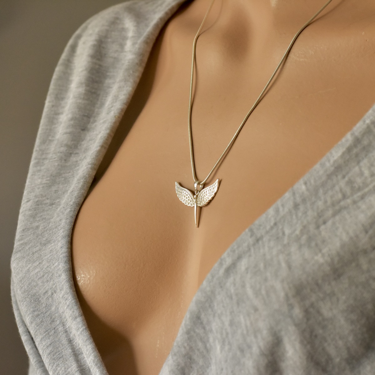 Angel Pendant Sterling Silver 925 Necklace Charm Minimalist Jewellery - Image 4