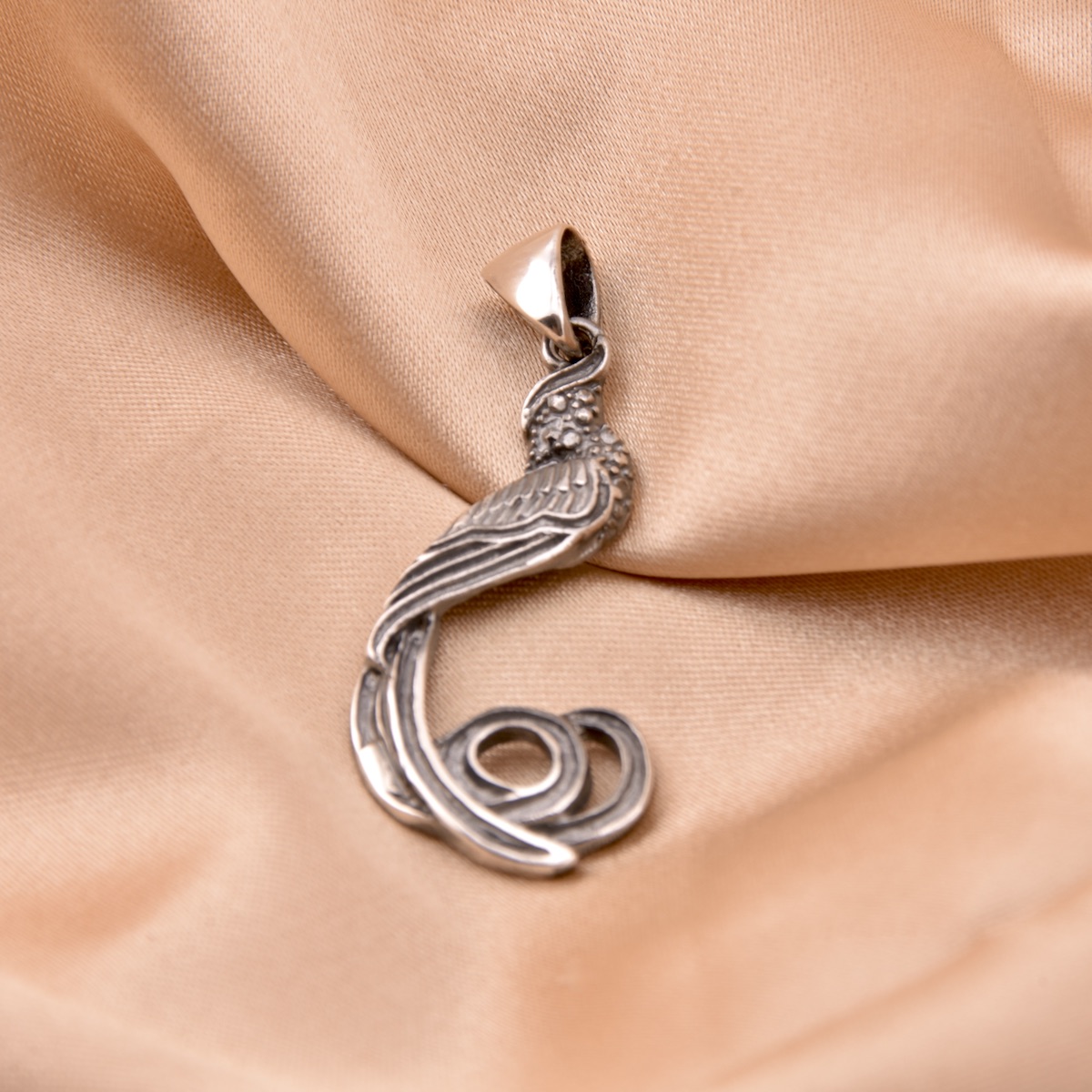 Sterling Silver 925 Peacock Delicate Pendant Feather Wild Animal Nature Jewelry Minimalist Boho Jewellery Present Gift - Image 2