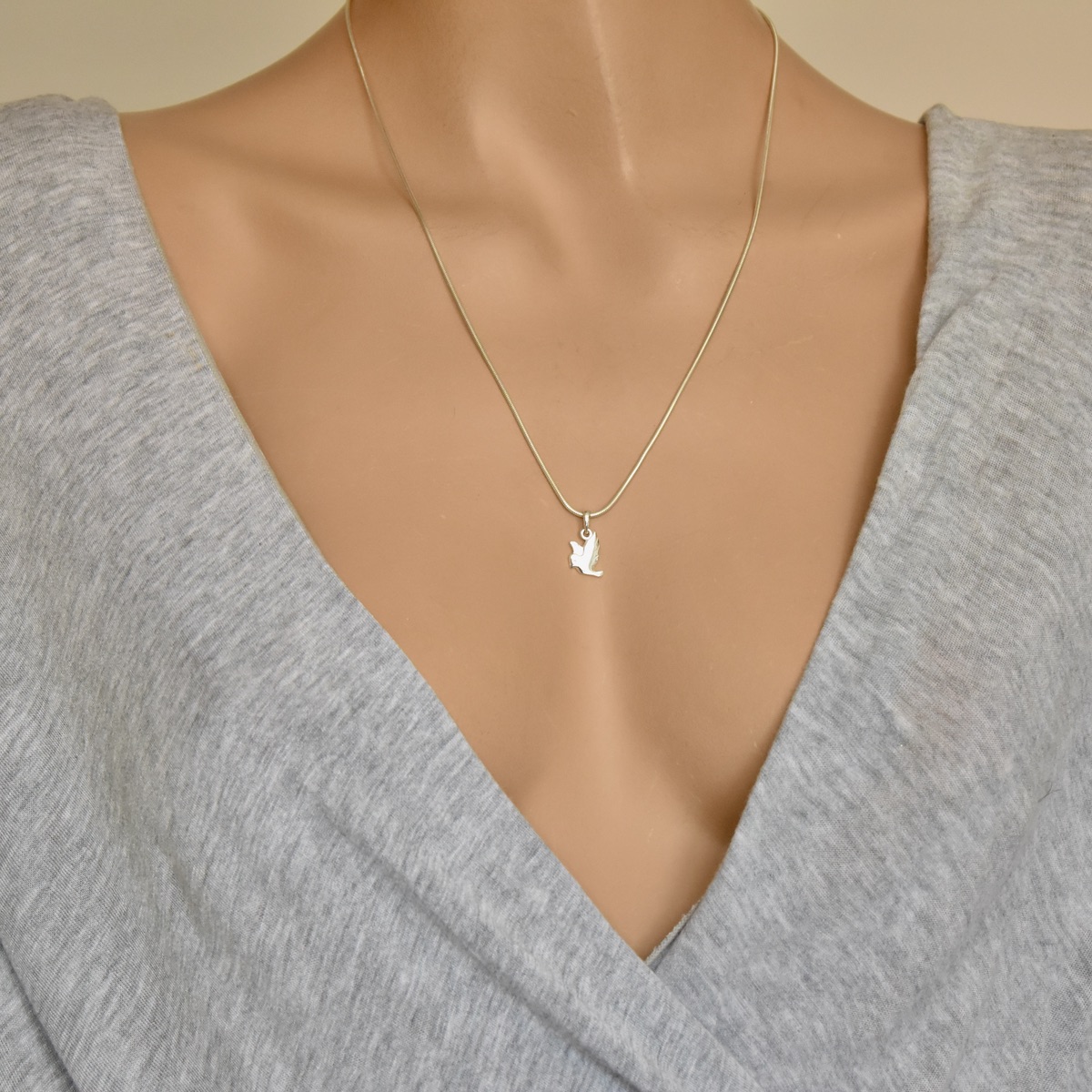 Graceful Dove Pendant Sterling Silver 925 Necklace Chain Choker Charm - Image 3