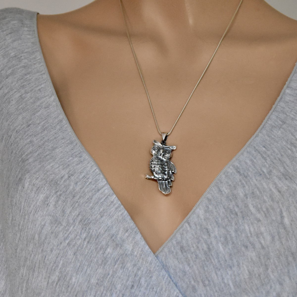 Owl Sterling Silver 925 Pendant Necklace Chain Large Charm Solid Jewellery Gift Accessory Gift Idea - Image 3