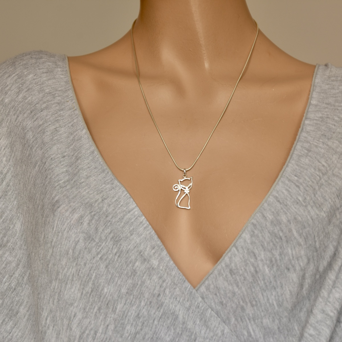 Cat Pendant Sterling Silver .925 Cat Silhouette Necklace Charm Women Girl Gift Animal Jewellery Present - Image 3