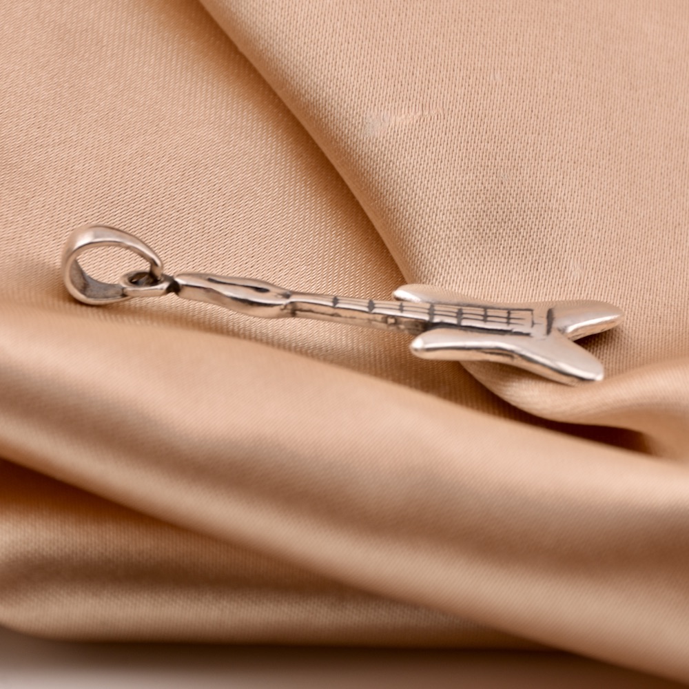 Guitar Pendant Solid Sterling Silver 925 Music Charm Electric Guitar Rock Guitar Unisex Women Men Jewellery Gift - Image 3