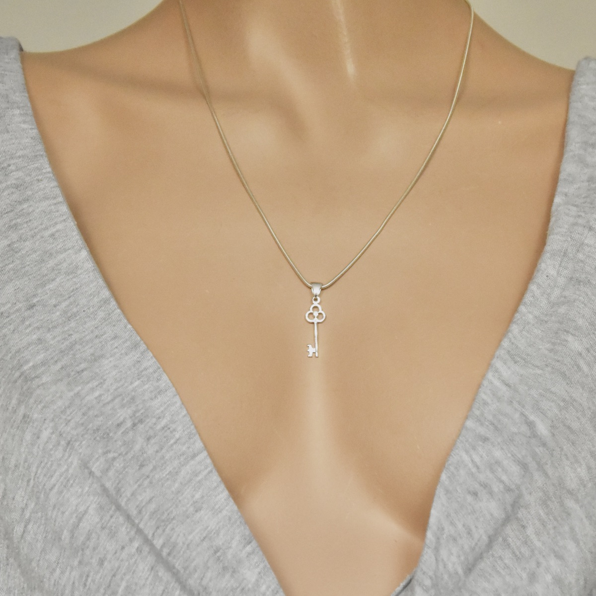 Small Key Pendant Sterling Silver 925 Small Charm Bracelet Necklace Jewellery Women Girl Kids Gift Idea - Image 4