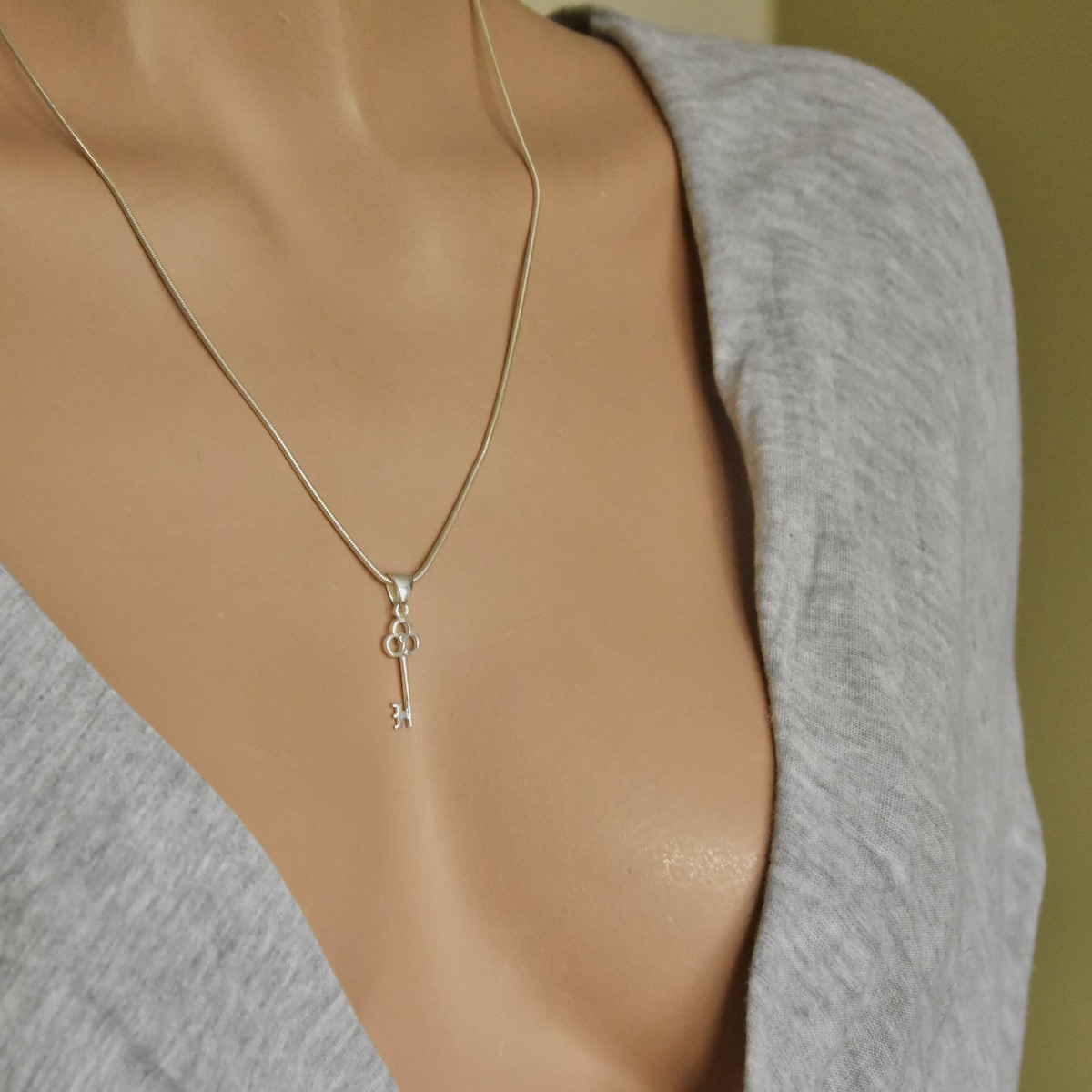 Small Key Pendant Sterling Silver 925 Small Charm Bracelet Necklace Jewellery Women Girl Kids Gift Idea - Image 3