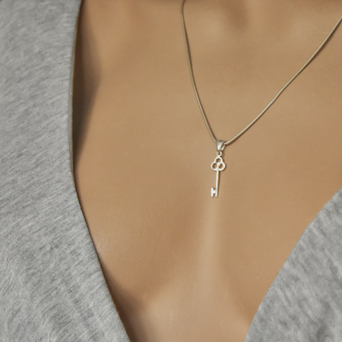 Small Key Pendant Sterling Silver 925 Small Charm Bracelet Necklace Jewellery Women Girl Kids Gift Idea - Image 5