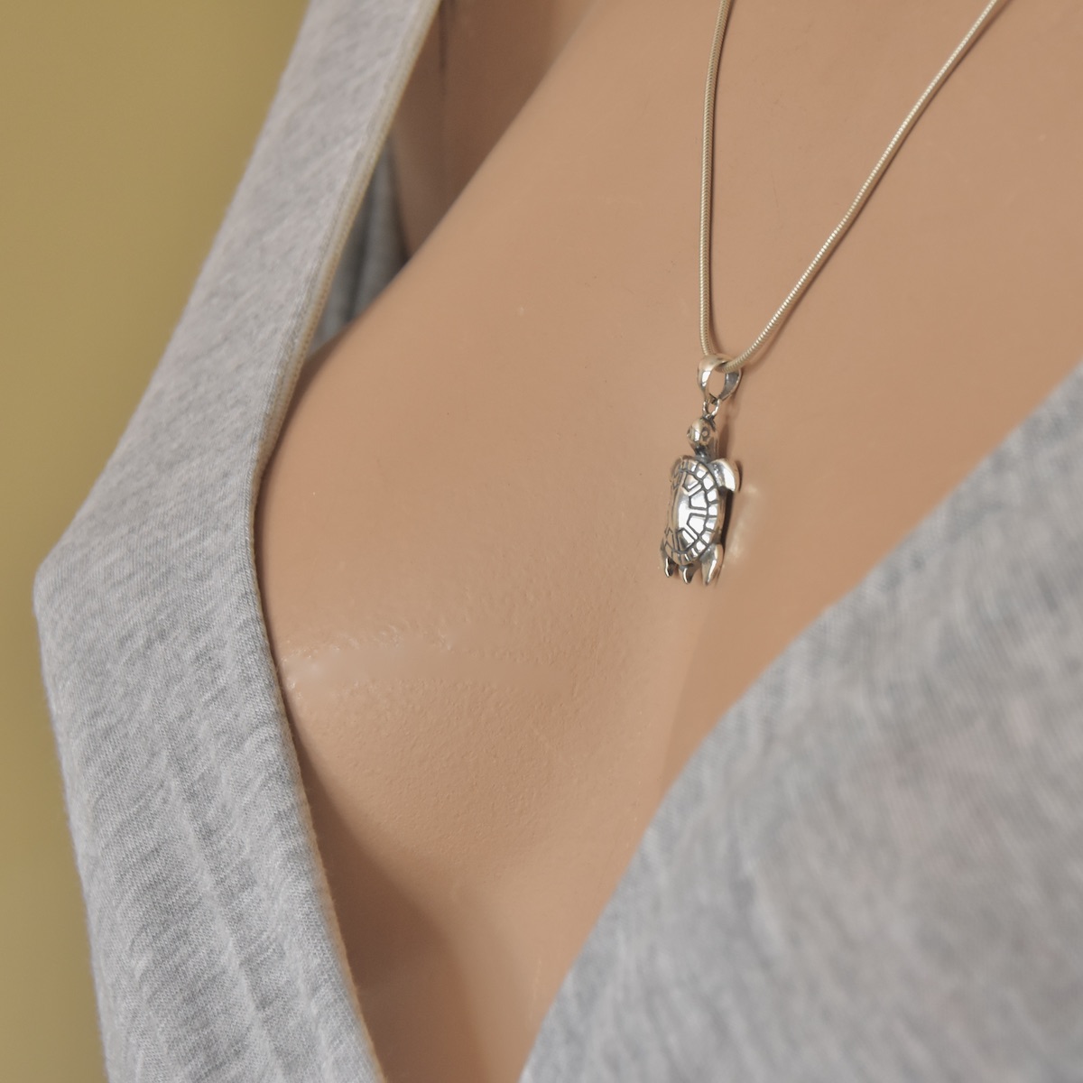 Turtle Sterling Silver 925 Pendant Charm Necklace Sea Ocean Nature Jewellery Unisex Gift Boho Simple Minimalist Style - Image 3