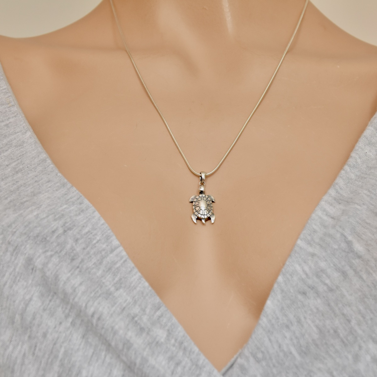 Turtle Sterling Silver 925 Pendant Charm Necklace Sea Ocean Nature Jewellery Unisex Gift Boho Simple Minimalist Style - Image 4