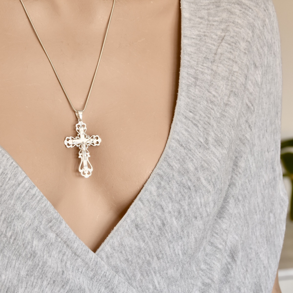 Jesus Christ Cross Pendant Sterling Silver 925 Crucifix Religious Unisex Jewellery Baptism Christening First Communion Gift Present Idea - Image 3