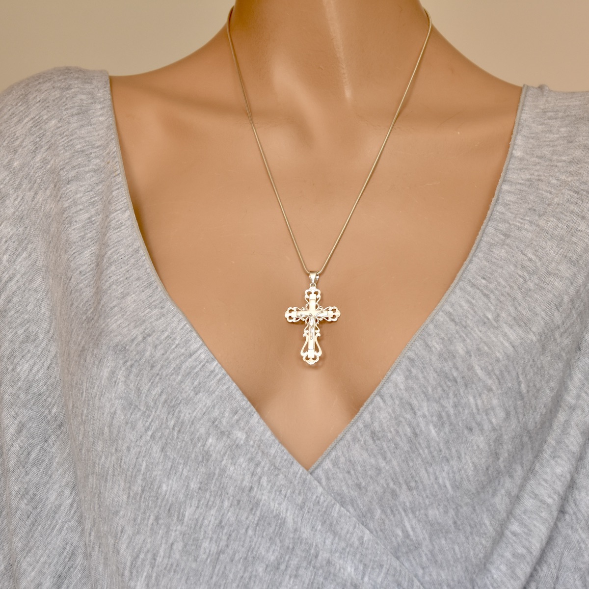 Jesus Christ Cross Pendant Sterling Silver 925 Crucifix Religious Unisex Jewellery Baptism Christening First Communion Gift Present Idea - Image 4