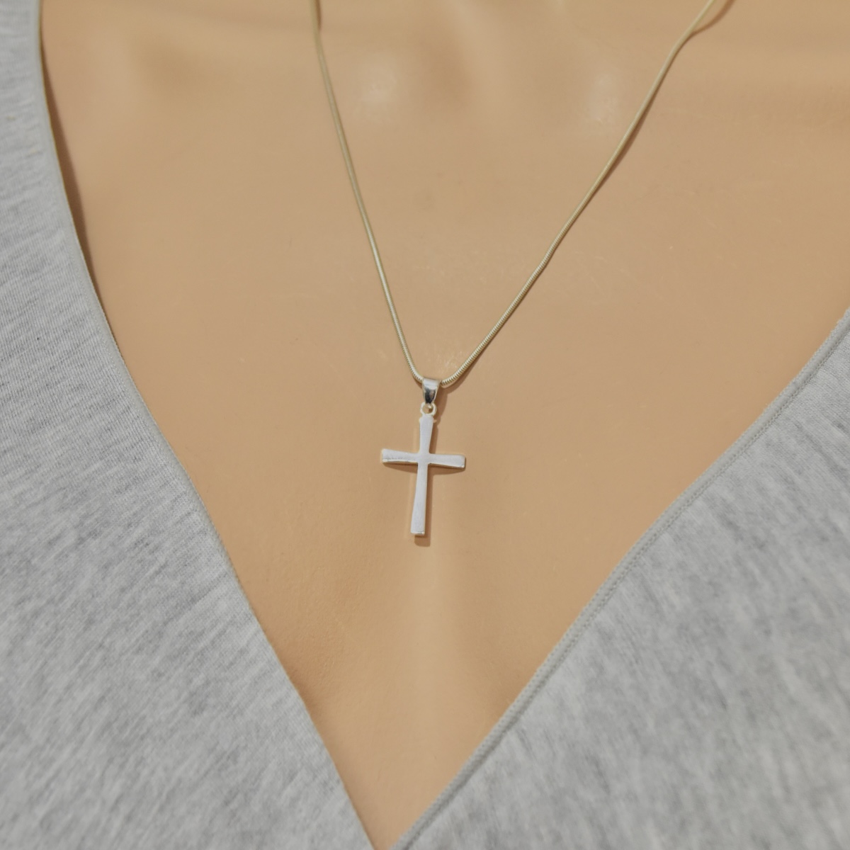 Minimalist Cross Pendant Sterling Silver 925 Unisex Religious Necklace Jewellery - Image 4