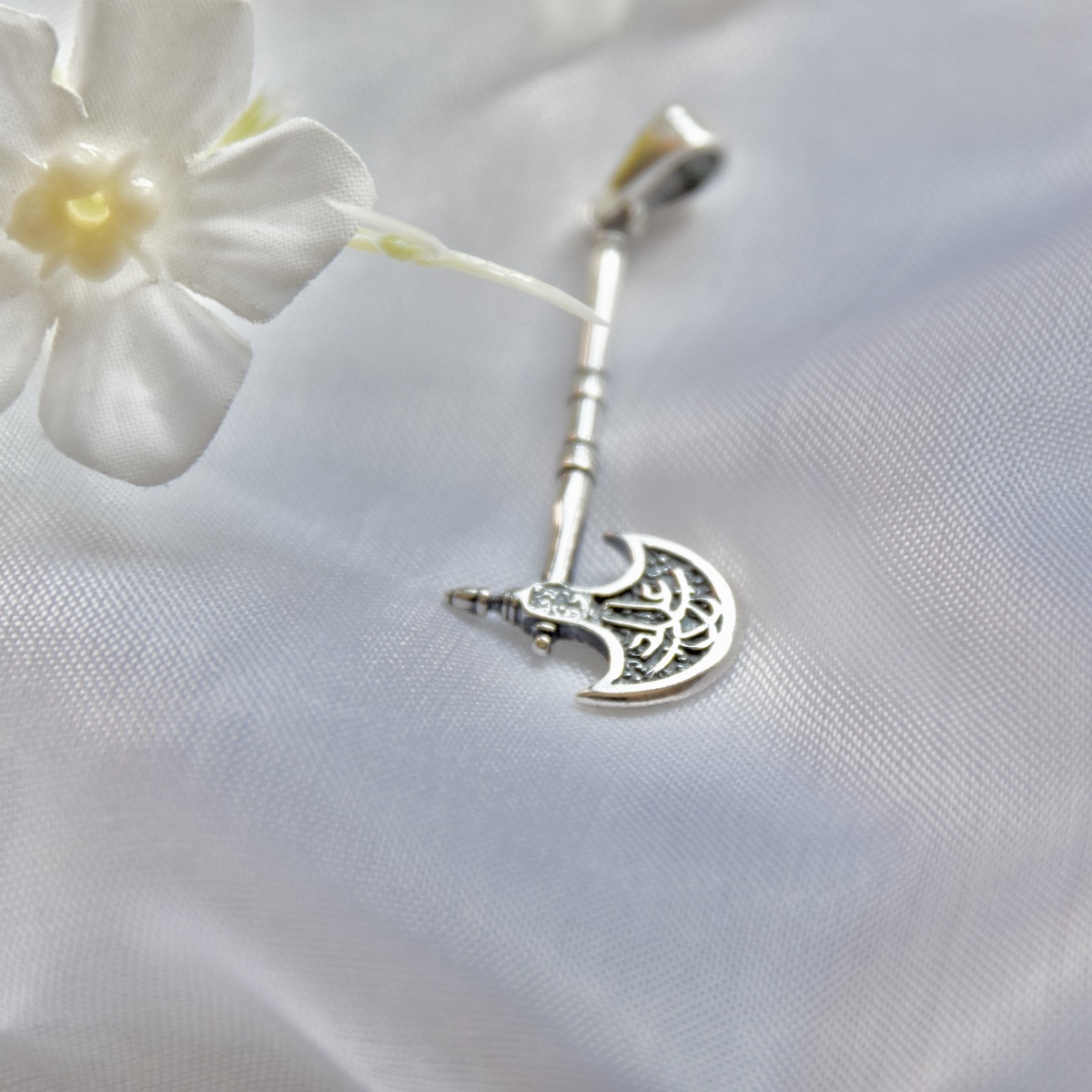 Unisex Oxidised Viking Axe Pendant Sterling Silver 925 - Image 2