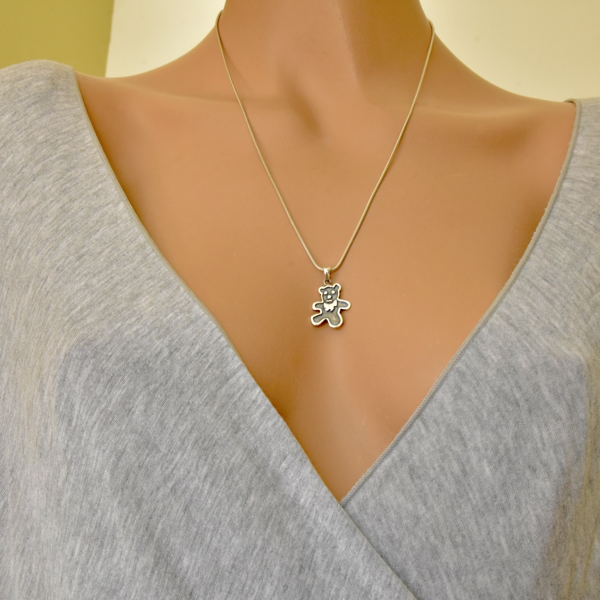 Teddy Bear Pendant Sterling Silver 925 Small Teddy Teddybear Oxidised Necklace Chain Charm Unisex Gift Present Jewellery - Image 2