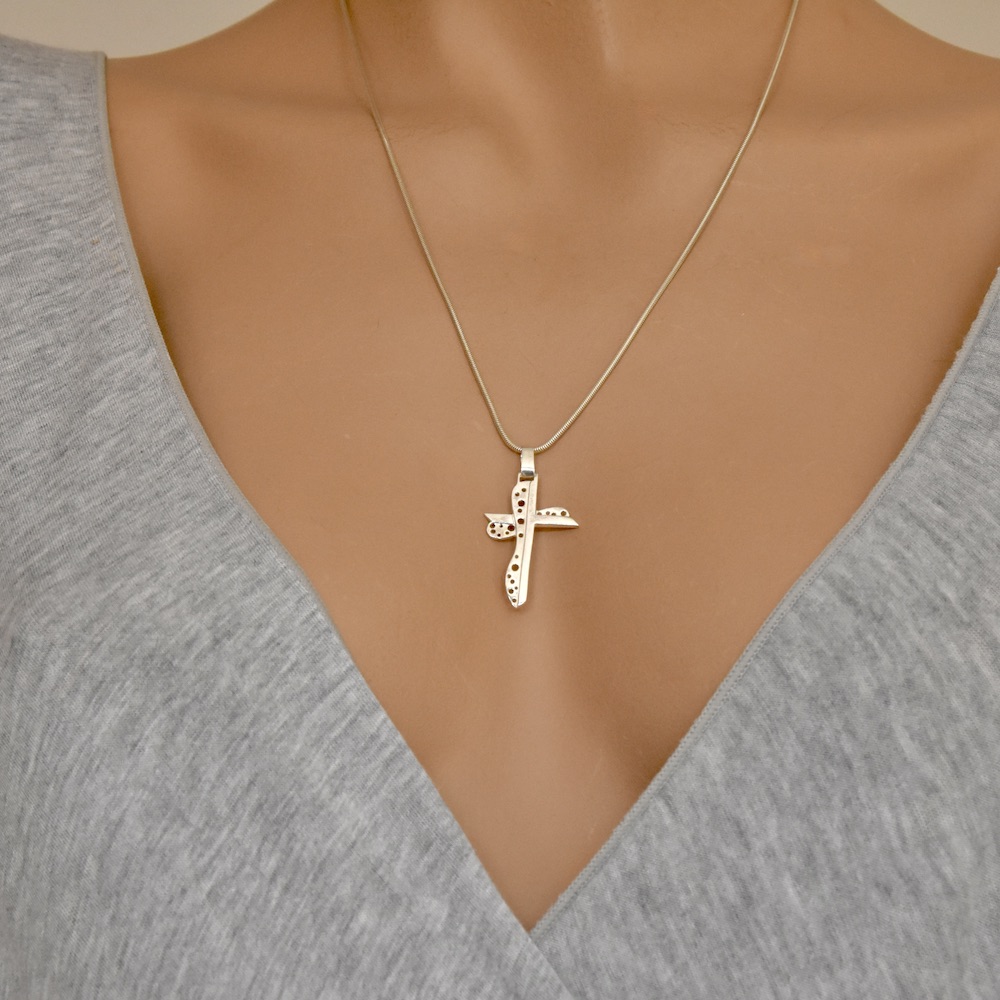 Modern Cross Sterling Silver 925 Pendant Necklace Chain Charm Unisex Jewellery Gift Idea - Image 3