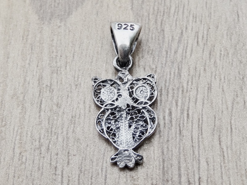 Owl Pendant Sterling Silver 925 Necklace Small Charm Animal Nature Lucky Hope Happiness Jewellery Gift Idea - Image 3