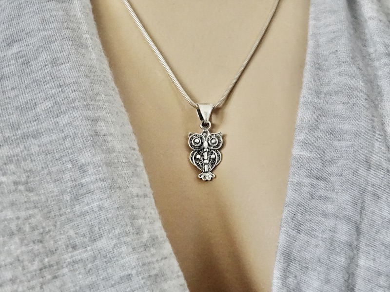 Owl Pendant Sterling Silver 925 Necklace Small Charm Animal Nature Lucky Hope Happiness Jewellery Gift Idea - Image 2
