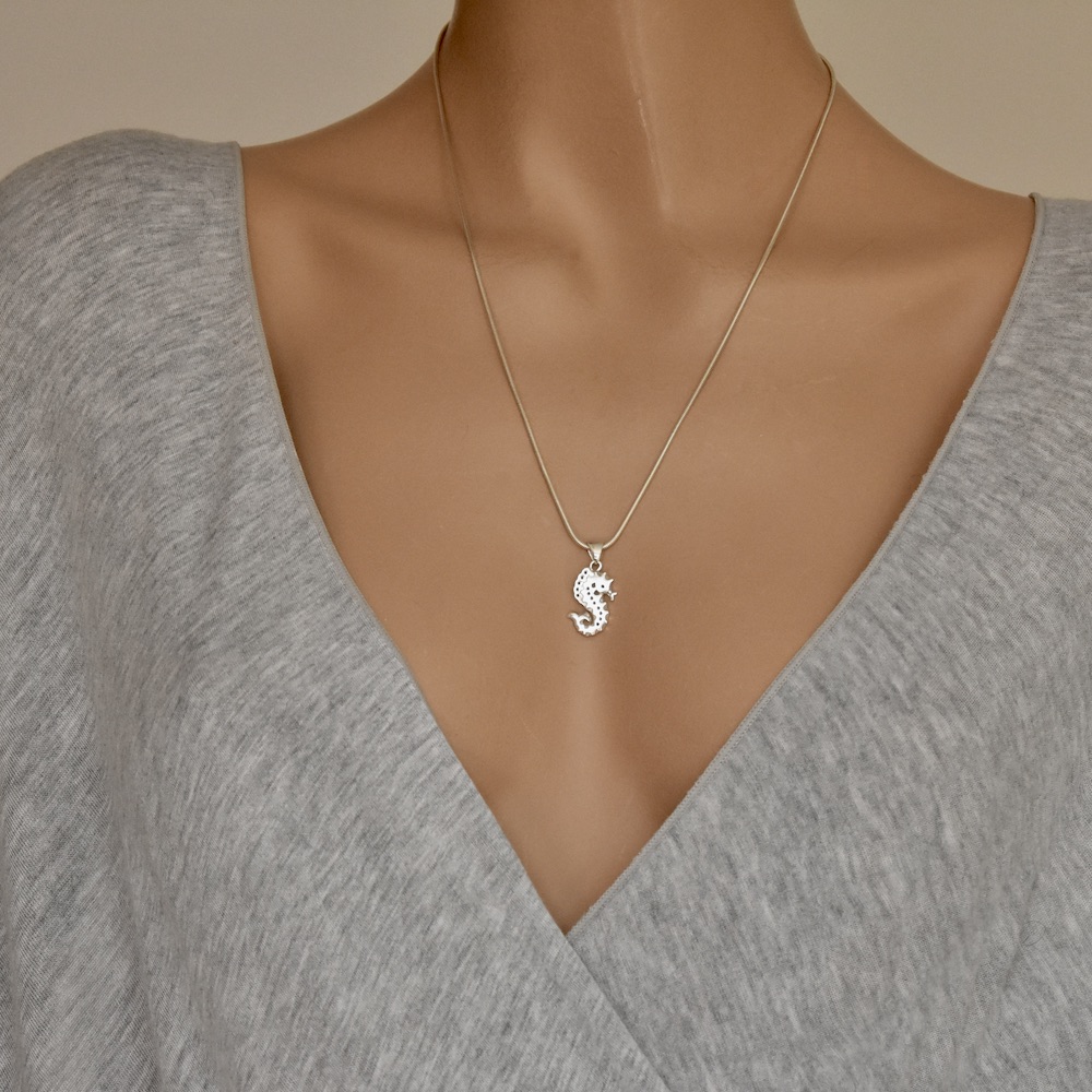 Seahorse Pendant Sterling Silver 925 Nautical Ocean Sea Necklace Chain Charm Unisex Jewellery Gift Idea - Image 3