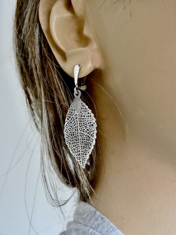 Sterling Silver 925 Tree Leaf Earrings Drop Dangle Jewellery Birthday Wedding Women Girl Gift Idea - Image 3