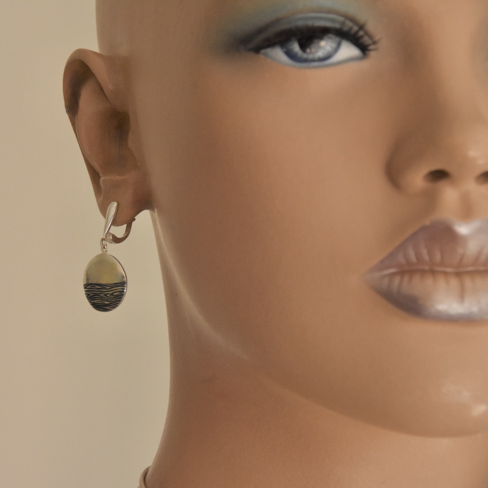 Ocean Waves Sterling Silver 925 Dangle Drop Earrings Round Ocean Sea Sunset Jewellery Gift - Image 2