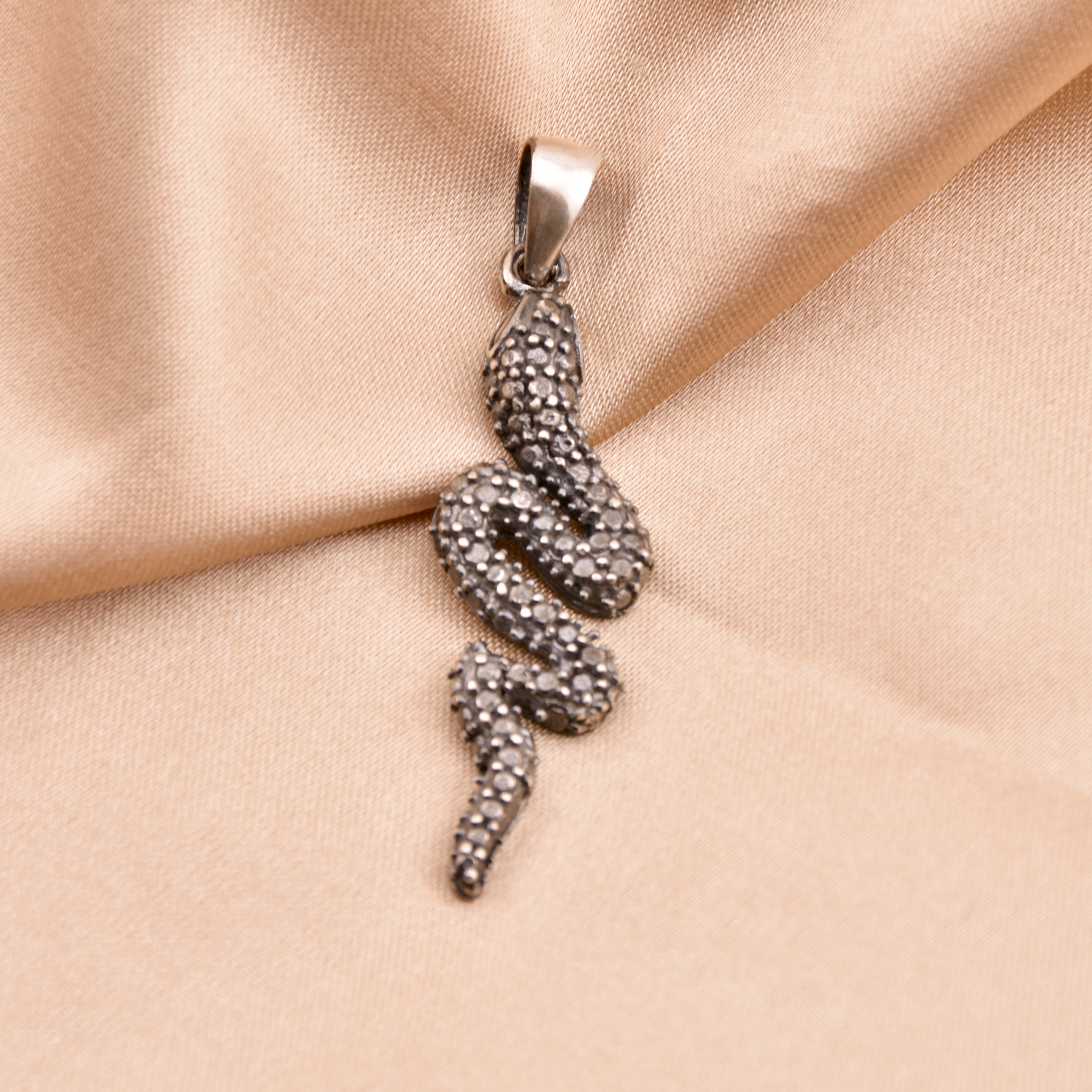 Snake Sterling Silver 925 Oxidised Pendant Crawling Shape Charm Jewellery Gift - Image 2