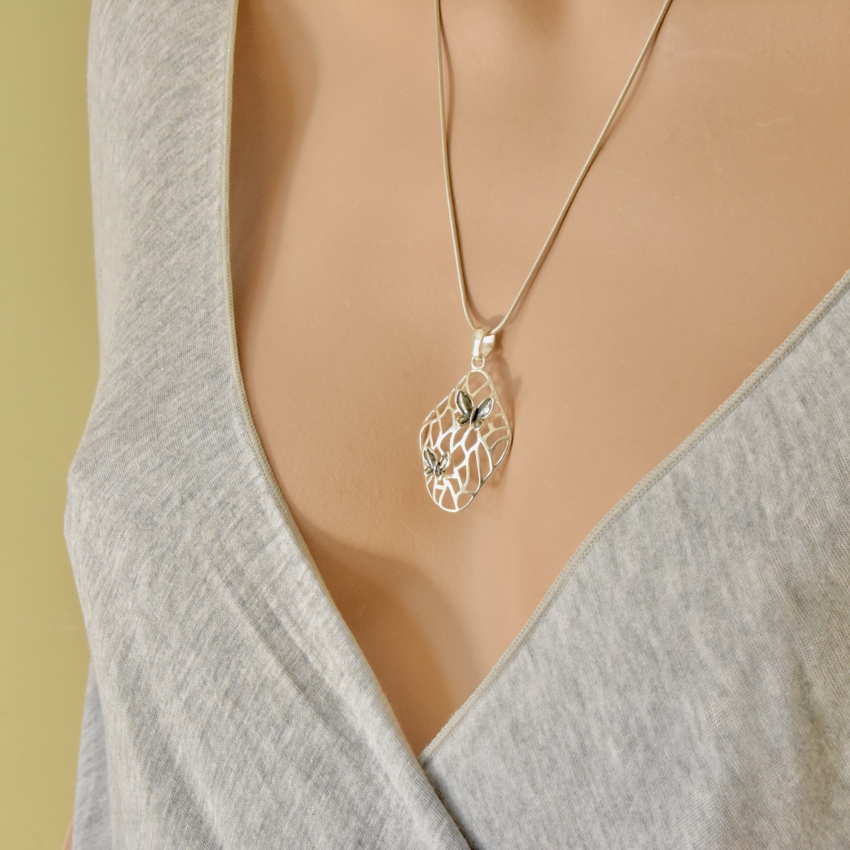 Butterfly Large Pendant Solid Sterling Silver 925 Necklace Charm Jewellery Women Girl Gift Idea - Image 3