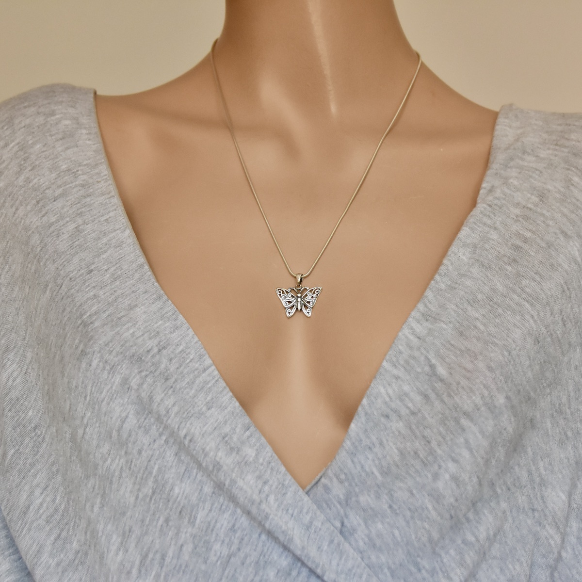 Butterfly Pendant Sterling Silver 925 Animal Nature Charm Friendship Necklace Jewellery Women Girl Birthday Present Gift Idea - Image 4