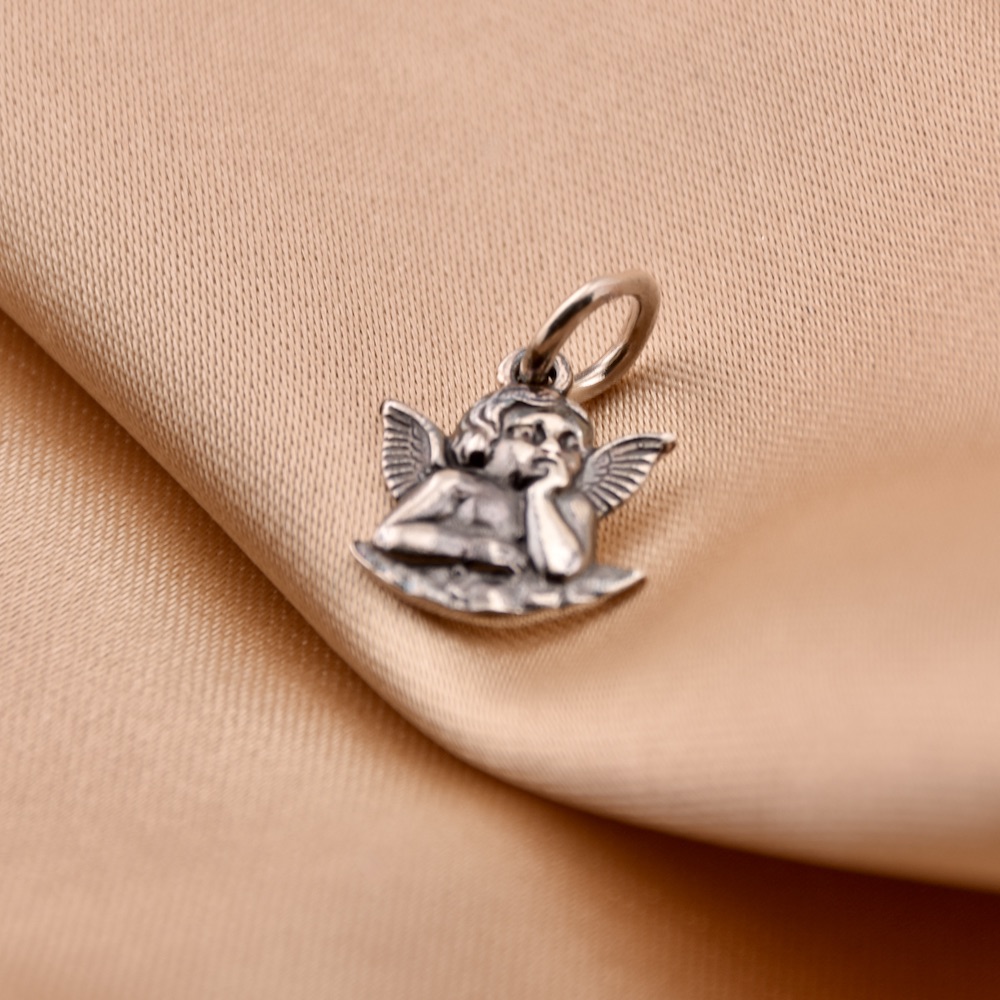 Small Guardian Cherub Angel Pendant Sterling Silver 925 Necklace Protection Charm - Image 2