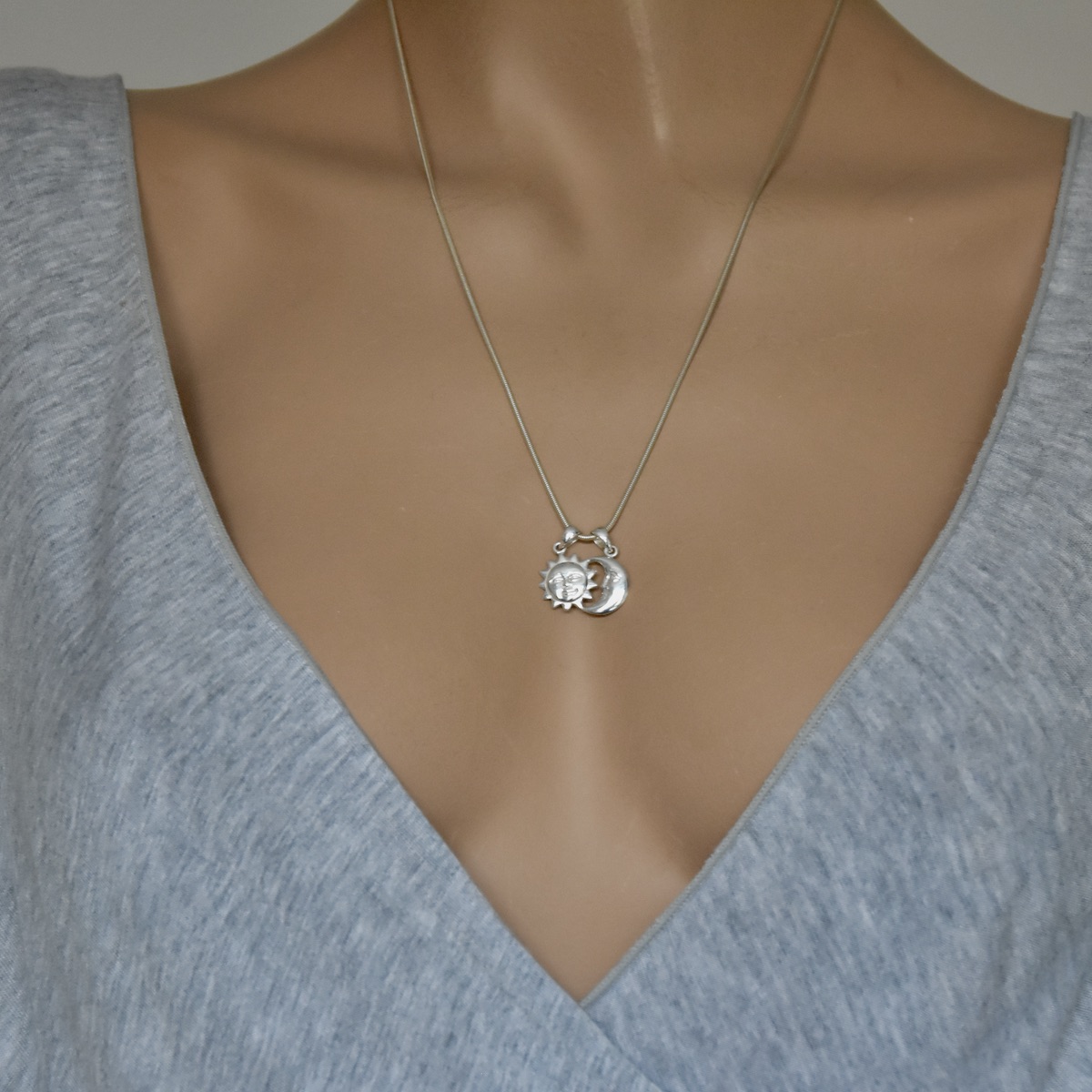 Sun Moon Pendant Sterling Silver .925 Necklace Chain Charm Celestial Unisex Jewellery Gift Present - Image 4